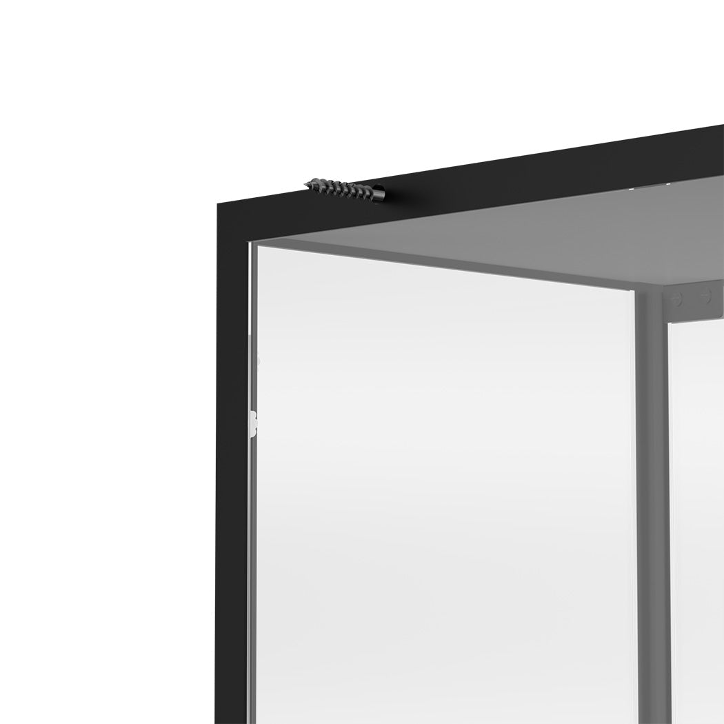 Stacked 4 Tier Glass Display Cabinet 160cm Steel Frame - Black - Rivercity House & Home Co. (ABN 18 642 972 209) - Affordable Modern Furniture Australia