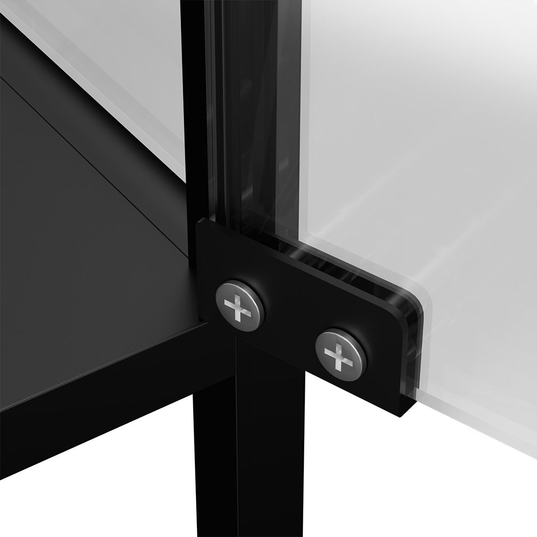 Stacked 4 Tier Glass Display Cabinet 160cm Steel Frame - Black - Rivercity House & Home Co. (ABN 18 642 972 209) - Affordable Modern Furniture Australia
