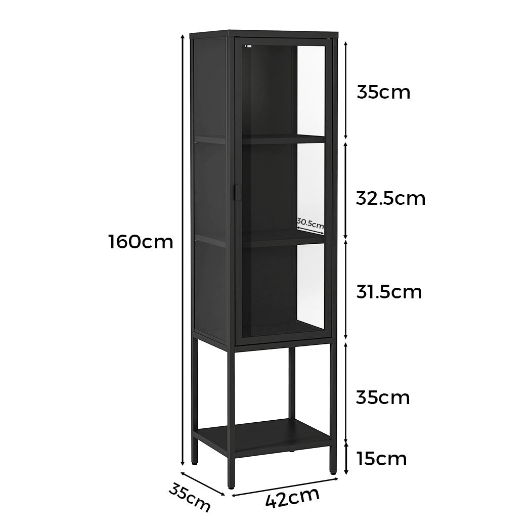 Stacked 4 - Tier Tempered Glass Display Cabinet with Magnetic Doors - Black - Rivercity House & Home Co. (ABN 18 642 972 209) - Affordable Modern Furniture Australia