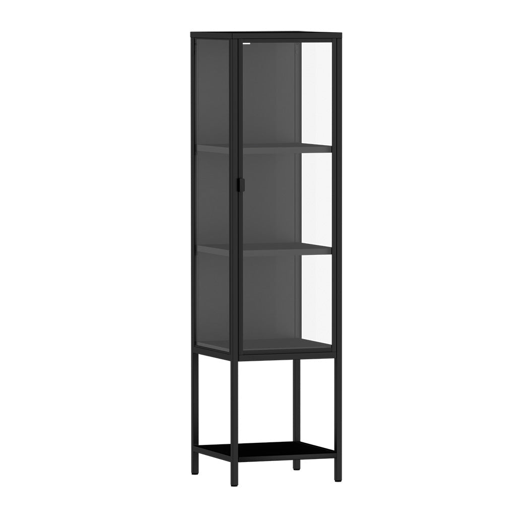 Stacked 4 - Tier Tempered Glass Display Cabinet with Magnetic Doors - Black - Rivercity House & Home Co. (ABN 18 642 972 209) - Affordable Modern Furniture Australia
