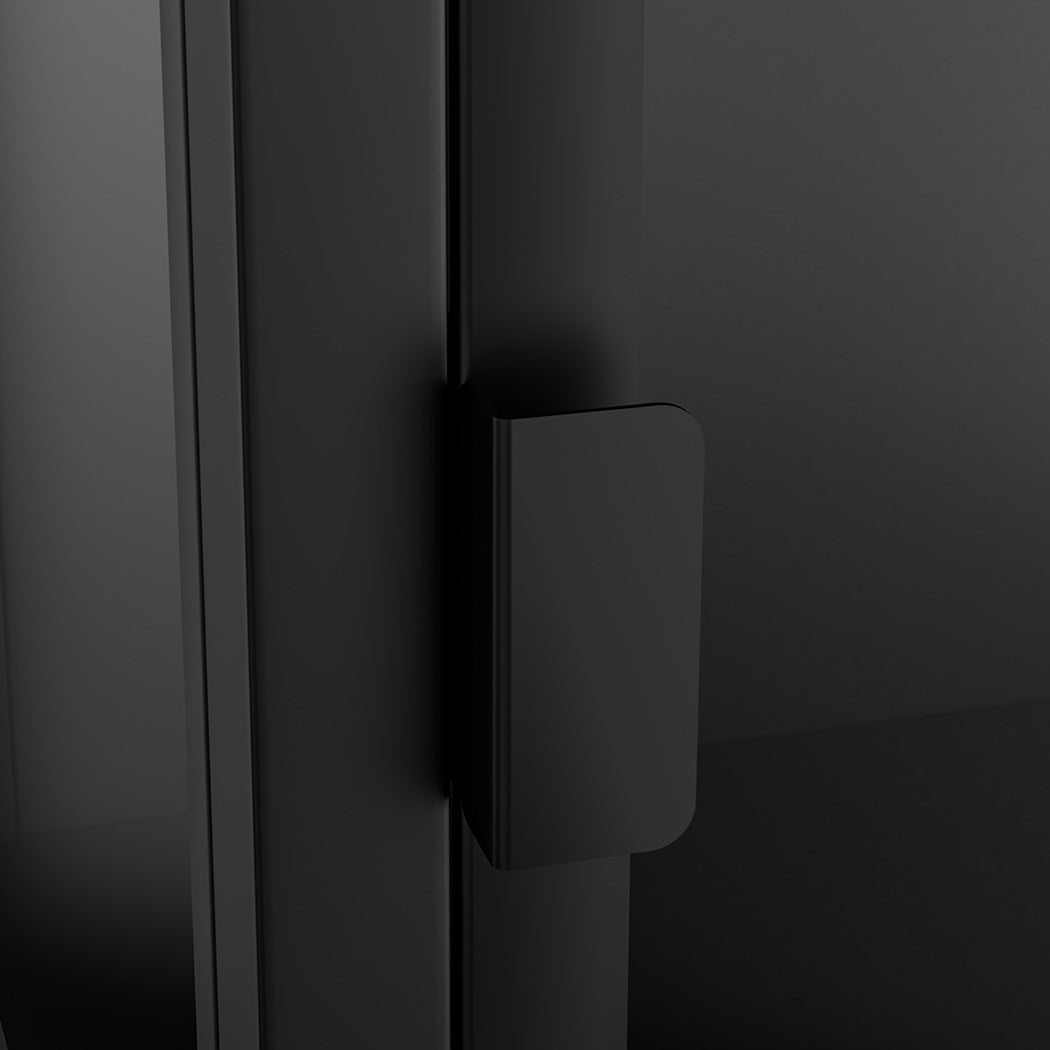 Stacked 4 - Tier Tempered Glass Display Cabinet with Magnetic Doors - Black - Rivercity House & Home Co. (ABN 18 642 972 209) - Affordable Modern Furniture Australia