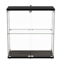 Stacked Lockable 2-Tier Glass Display Cabinet with 2 Doors - Black