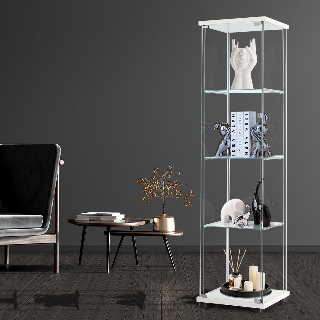 Stacked Tempered Glass Display Cabinet with Magnetic Doors - White - Rivercity House & Home Co. (ABN 18 642 972 209) - Affordable Modern Furniture Australia