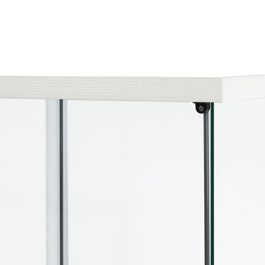 Stacked Tempered Glass Display Cabinet with Magnetic Doors - White - Rivercity House & Home Co. (ABN 18 642 972 209) - Affordable Modern Furniture Australia