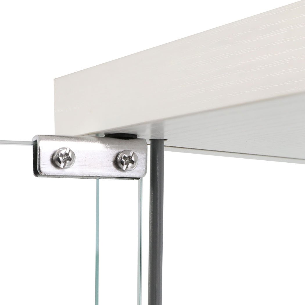 Stacked Tempered Glass Display Cabinet with Magnetic Doors - White - Rivercity House & Home Co. (ABN 18 642 972 209) - Affordable Modern Furniture Australia