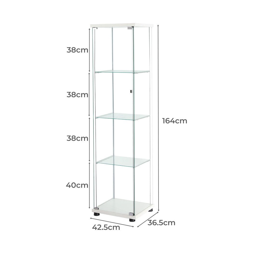 Stacked Tempered Glass Display Cabinet with Magnetic Doors - White - Rivercity House & Home Co. (ABN 18 642 972 209) - Affordable Modern Furniture Australia