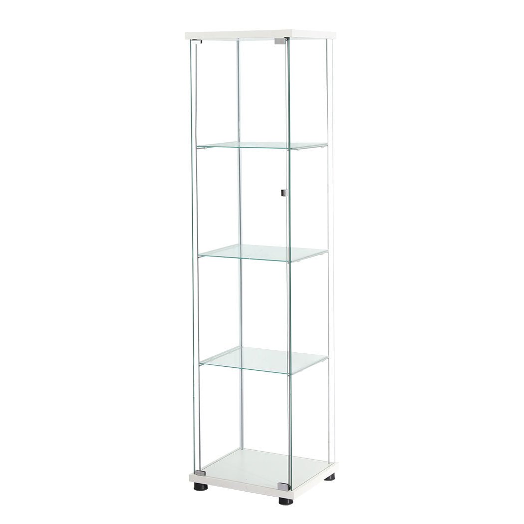 Stacked Tempered Glass Display Cabinet with Magnetic Doors - White - Rivercity House & Home Co. (ABN 18 642 972 209) - Affordable Modern Furniture Australia