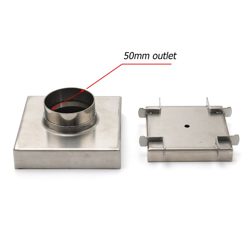 Stainless Steel 100mm Square Tile Insert Shower Grate Floor Drain 50mm Outlet - Furniture > Bathroom > Shower Heads & Screens - Rivercity House & Home Co. (ABN 18 642 972 209) - Affordable Modern Furniture Australia