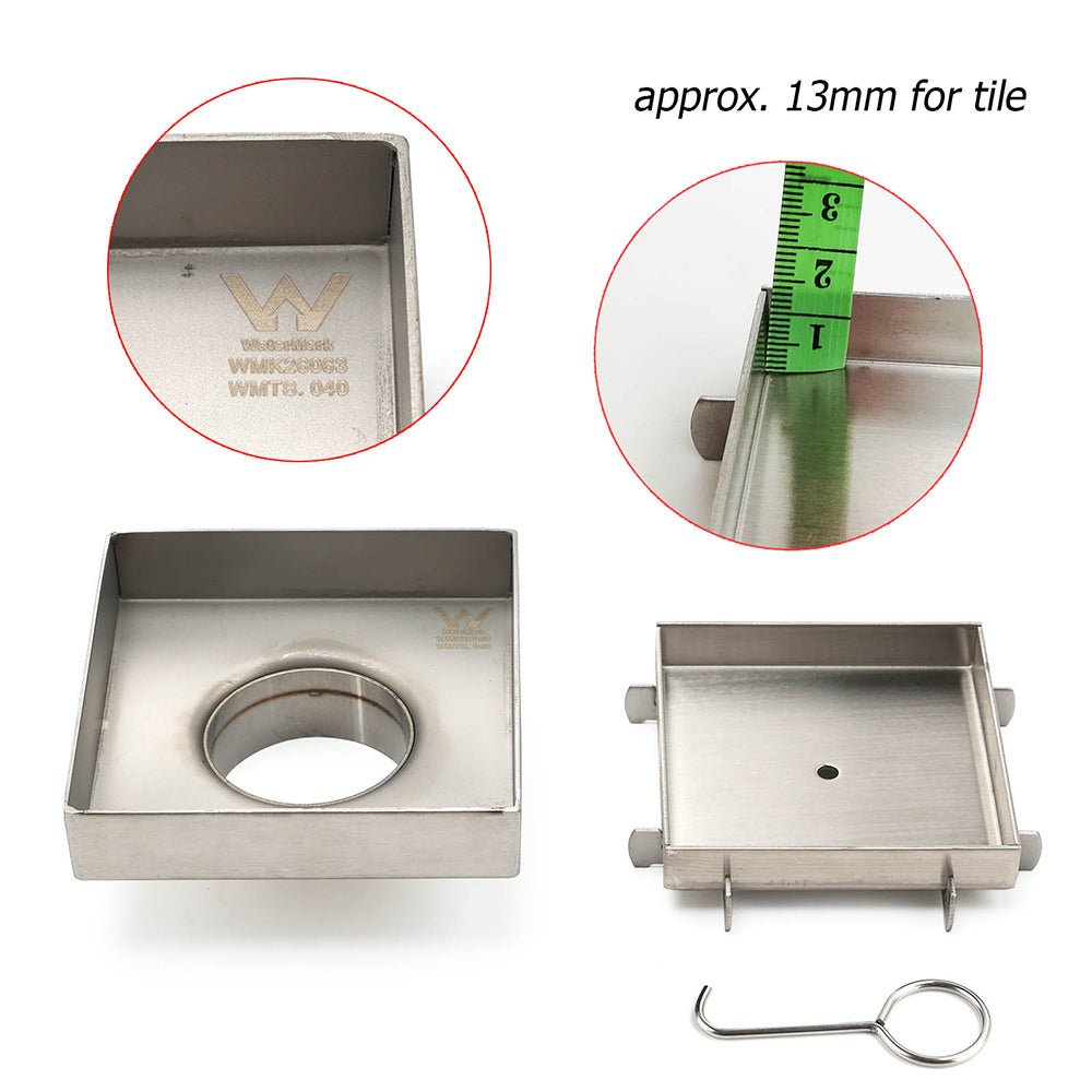 Stainless Steel 100mm Square Tile Insert Shower Grate Floor Drain 50mm Outlet - Furniture > Bathroom > Shower Heads & Screens - Rivercity House & Home Co. (ABN 18 642 972 209) - Affordable Modern Furniture Australia