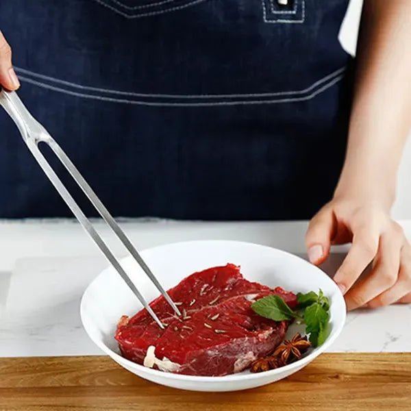 Stainless Steel BBQ Meat Fork with Riveted Wooden Handle for Grilling and Cooking - Brown - Home & Garden > BBQ > BBQ Tools - Rivercity House & Home Co. (ABN 18 642 972 209) - Affordable Modern Furniture Australia