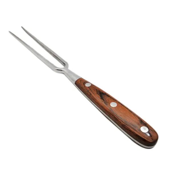Stainless Steel BBQ Meat Fork with Riveted Wooden Handle for Grilling and Cooking - Brown - Home & Garden > BBQ > BBQ Tools - Rivercity House & Home Co. (ABN 18 642 972 209) - Affordable Modern Furniture Australia