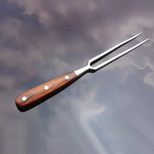 Stainless Steel BBQ Meat Fork with Riveted Wooden Handle for Grilling and Cooking - Brown - Home & Garden > BBQ > BBQ Tools - Rivercity House & Home Co. (ABN 18 642 972 209) - Affordable Modern Furniture Australia