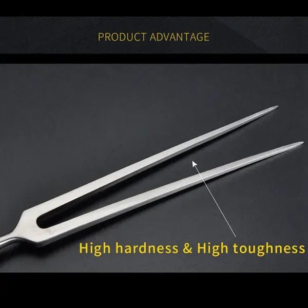Stainless Steel BBQ Meat Fork with Riveted Wooden Handle for Grilling and Cooking - Brown - Home & Garden > BBQ > BBQ Tools - Rivercity House & Home Co. (ABN 18 642 972 209) - Affordable Modern Furniture Australia