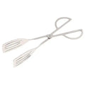 Stainless Steel BBQ Serving Tongs with Wide Non-Slip Gripping Heads 25 cm - Silver