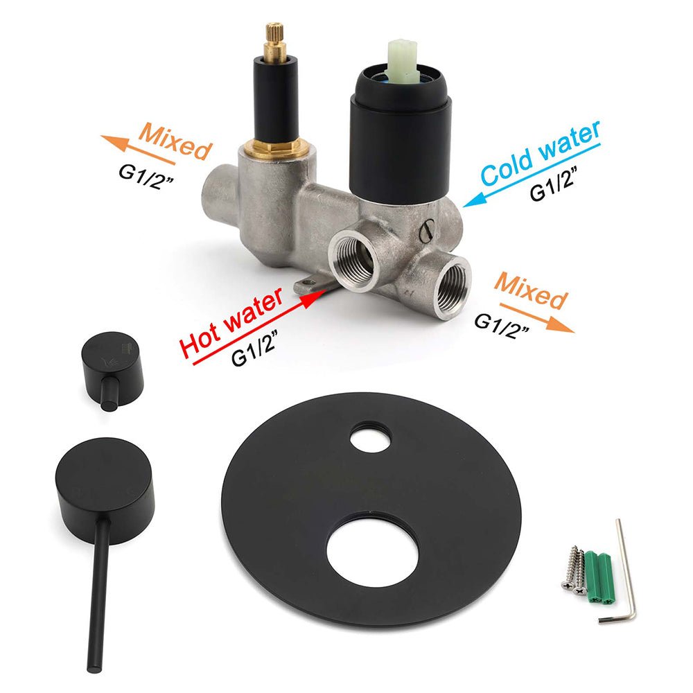 Stainless Steel Black Round Shower Mixer Diverter Lead Free Healthy For Bath Set - Furniture > Bathroom > Shower Heads & Screens - Rivercity House & Home Co. (ABN 18 642 972 209) - Affordable Modern Furniture Australia