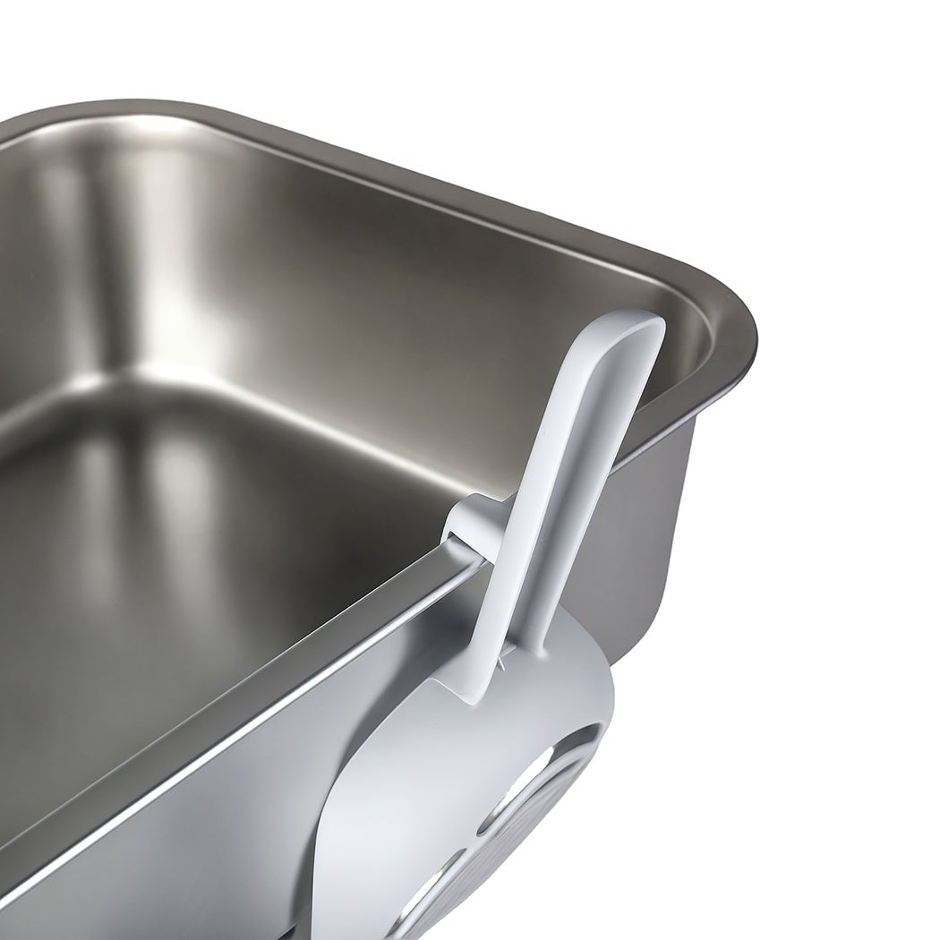 Stainless Steel Cat Litter Box 10cm Height Easy Entry Small Animals - Grey - Rivercity House & Home Co. (ABN 18 642 972 209) - Affordable Modern Furniture Australia