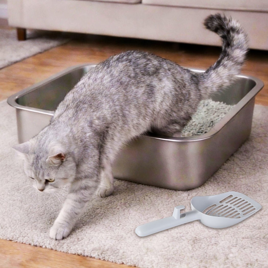 Stainless Steel Cat Litter Box 10cm Height Easy Entry Small Animals - Grey - Rivercity House & Home Co. (ABN 18 642 972 209) - Affordable Modern Furniture Australia