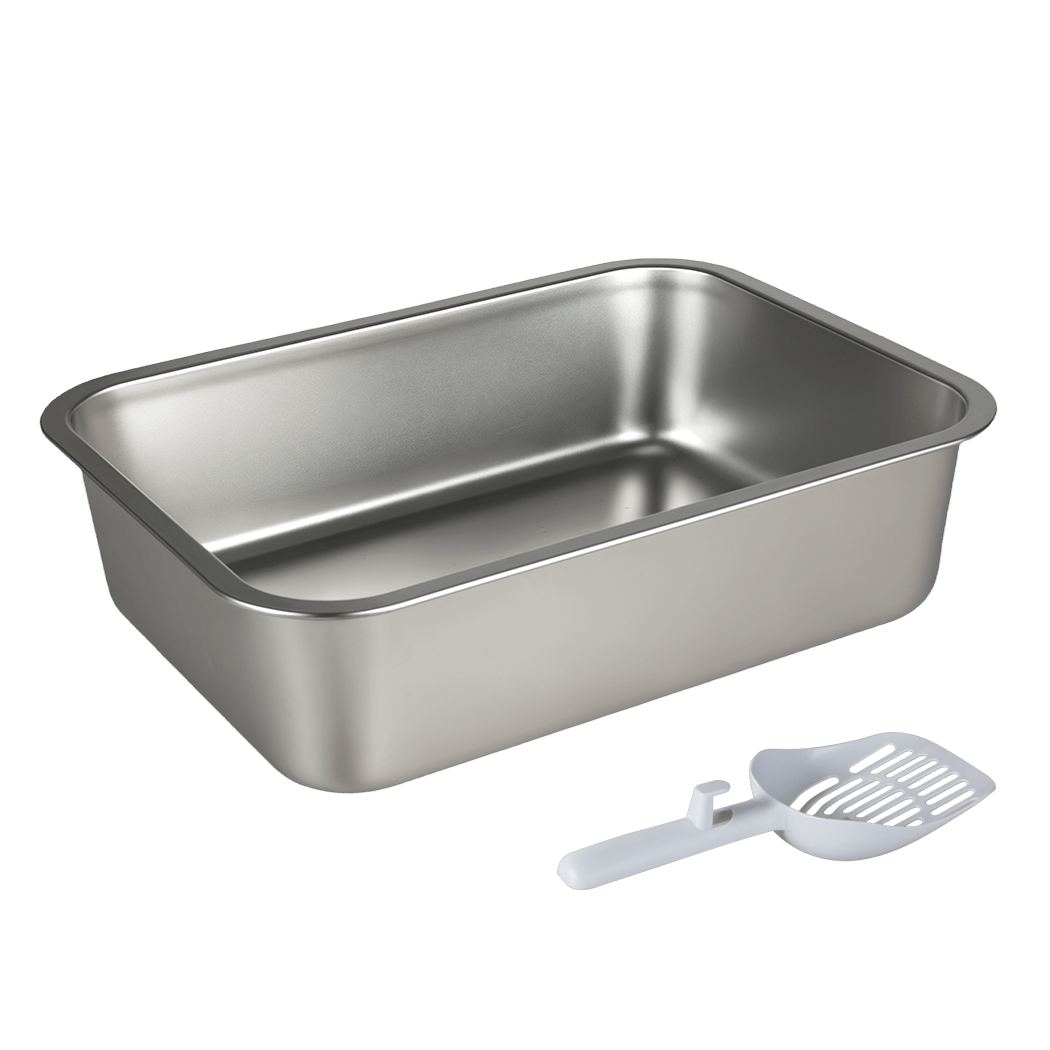 Stainless Steel Cat Litter Box 10cm Height Easy Entry Small Animals - Grey - Rivercity House & Home Co. (ABN 18 642 972 209) - Affordable Modern Furniture Australia