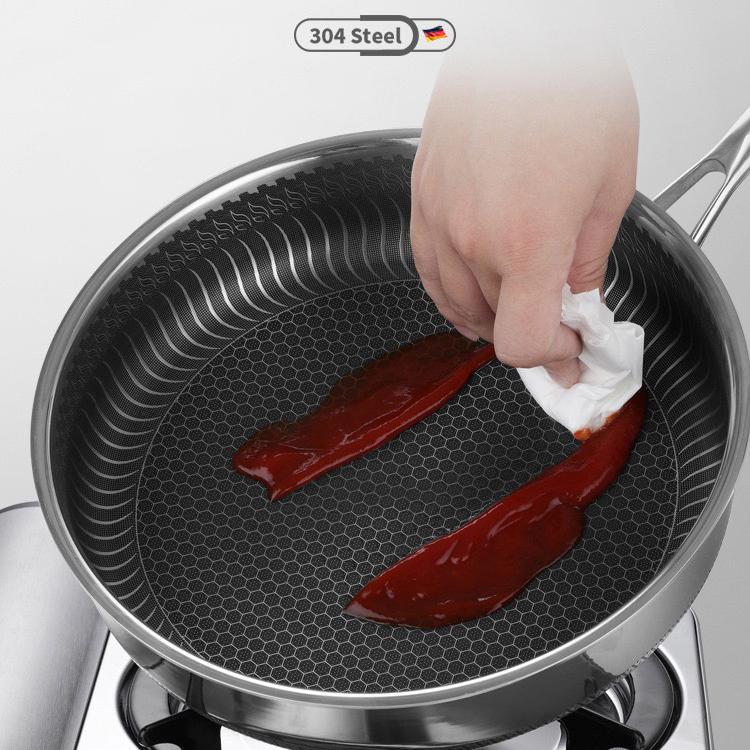 Stainless Steel Frying Pan Non - Stick Cooking Frypan Cookware 28cm Honeycomb Double Sided - Furniture > Dining > Buffets & Sideboards - Rivercity House & Home Co. (ABN 18 642 972 209) - Affordable Modern Furniture Australia
