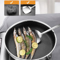 32cm Double Sided Honeycomb Stainless Steel Non-Stick Frying Pan - Silver
