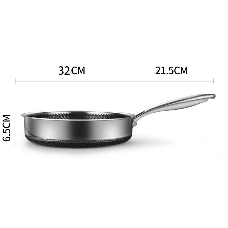 Stainless Steel Frying Pan Non - Stick Cooking Frypan Cookware 32cm Honeycomb Double Sided - Furniture > Dining > Buffets & Sideboards - Rivercity House & Home Co. (ABN 18 642 972 209) - Affordable Modern Furniture Australia