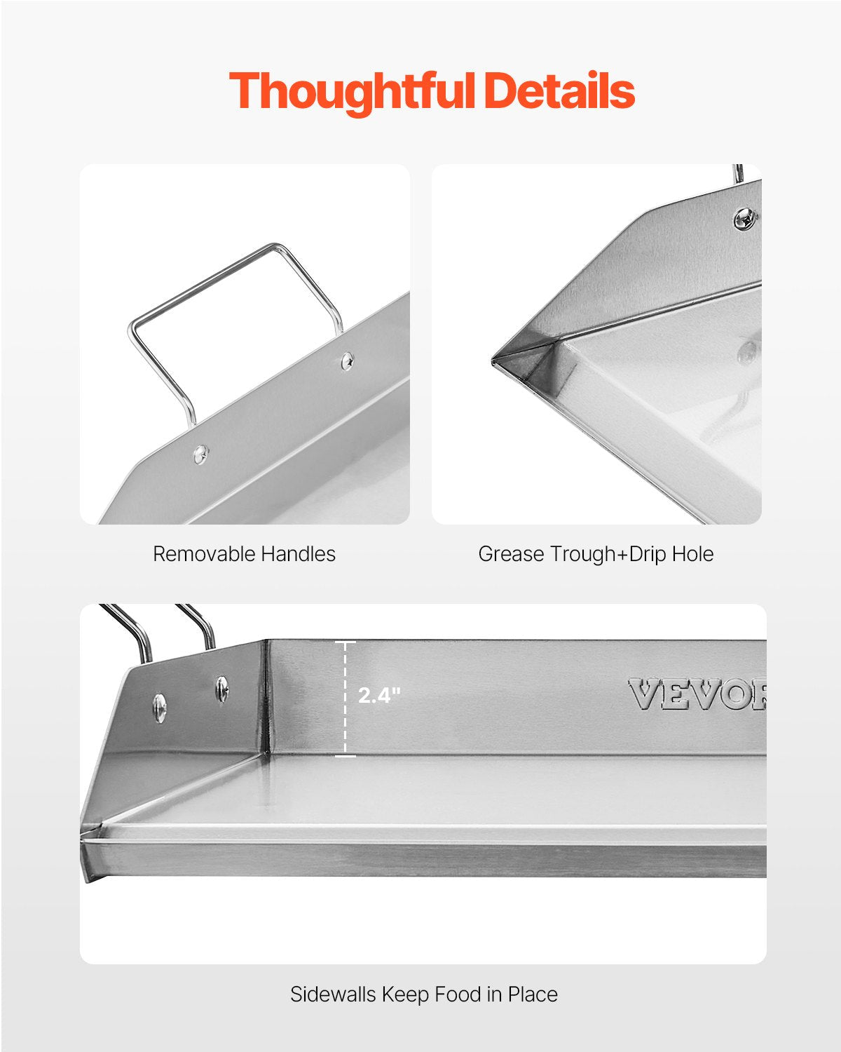 Stainless Steel Griddle, 18x16 inch Universal Flat Top Rectangular Plate, Gas Grill Griddle for BBQ Grill, Teppanyaki, Portable Family Cookware with Handle, for Camping Tailgating Party - Outdoor Recreation > Boating > Paddles & Oars - Rivercity House & Home Co. (ABN 18 642 972 209) - Affordable Modern Furniture Australia