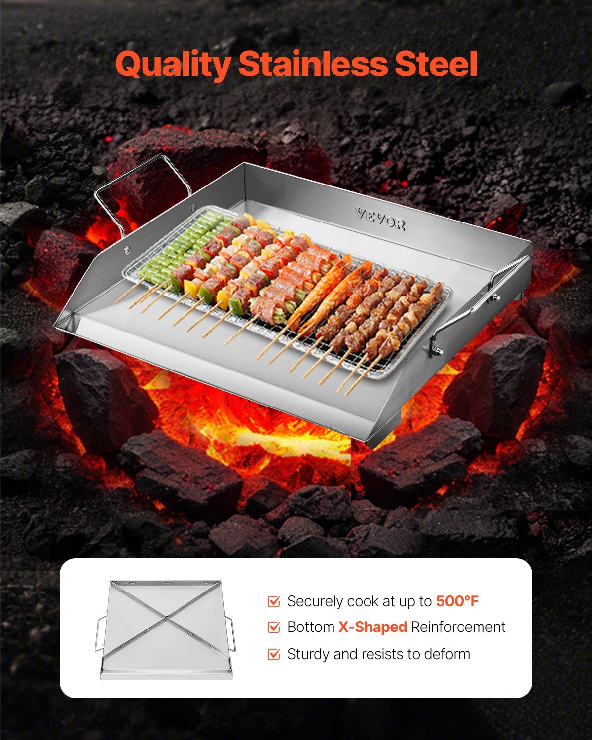 Stainless Steel Griddle, 18x16 inch Universal Flat Top Rectangular Plate, Gas Grill Griddle for BBQ Grill, Teppanyaki, Portable Family Cookware with Handle, for Camping Tailgating Party - Outdoor Recreation > Boating > Paddles & Oars - Rivercity House & Home Co. (ABN 18 642 972 209) - Affordable Modern Furniture Australia