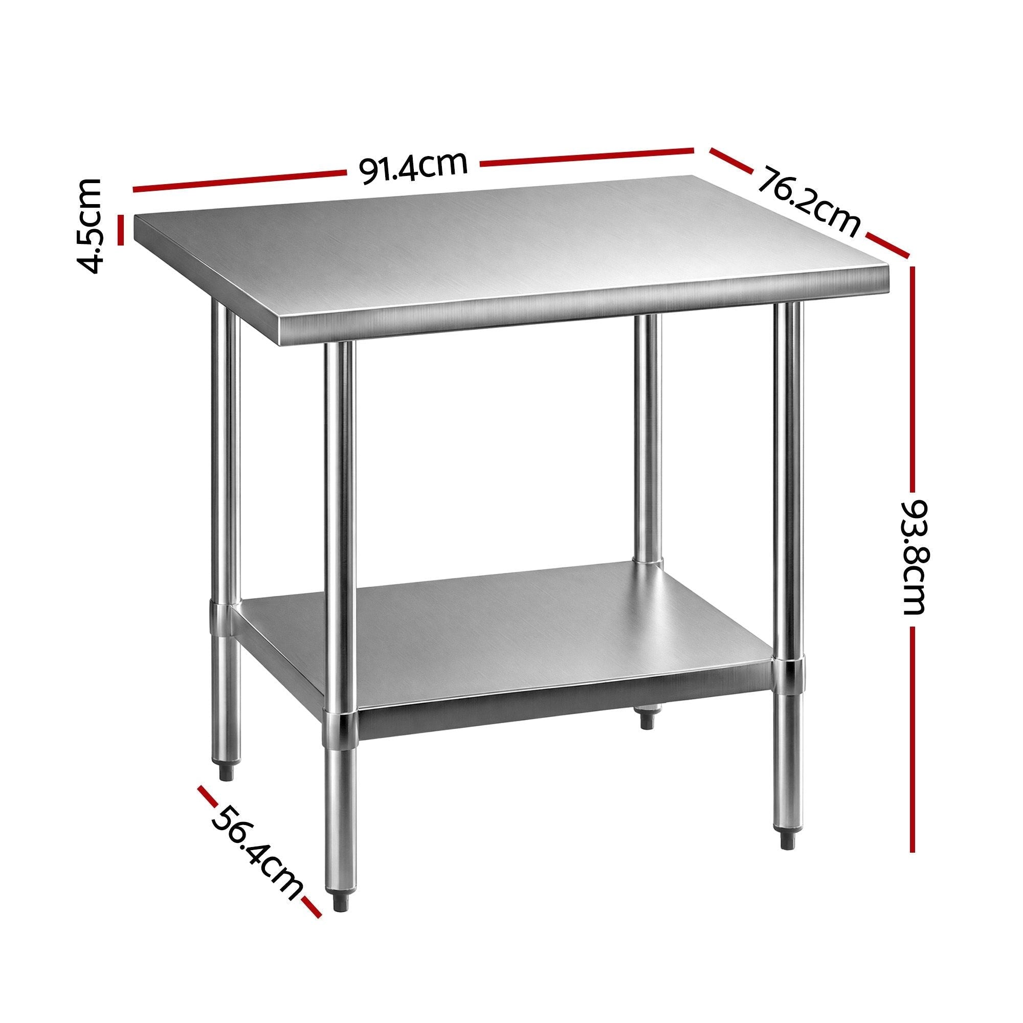 Stainless Steel Kitchen Bench 914x762mm 430 Range - Stainless Steel - Furniture > Dining > Kitchen Sinks - Rivercity House & Home Co. (ABN 18 642 972 209) - Affordable Modern Furniture Australia