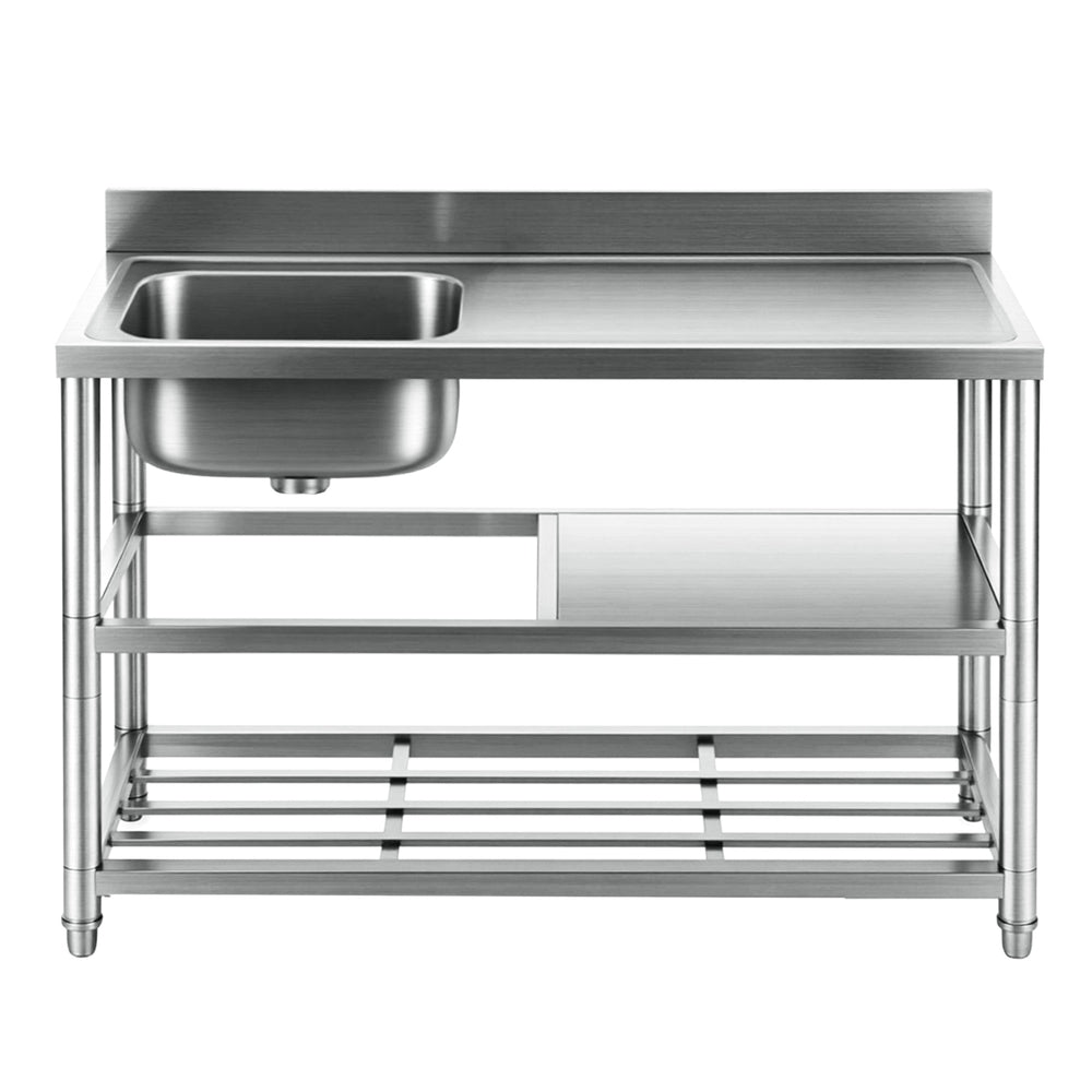 Stainless Steel Kitchen Bench Work Table with Sink Splashback 120cm - Home & Garden > Kitchenware > Dish Racks - Rivercity House & Home Co. (ABN 18 642 972 209) - Affordable Modern Furniture Australia