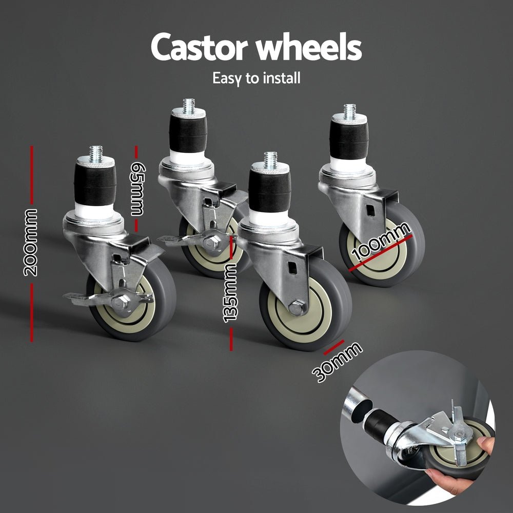 Stainless Steel Kitchen Benches Work Bench Wheels 122X61CM 430 - Furniture > Dining - Rivercity House & Home Co. (ABN 18 642 972 209) - Affordable Modern Furniture Australia