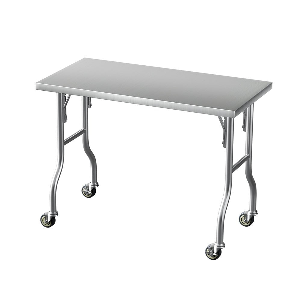 Stainless Steel Kitchen Benches Work Bench Wheels 122X61CM 430 - Furniture > Dining - Rivercity House & Home Co. (ABN 18 642 972 209) - Affordable Modern Furniture Australia