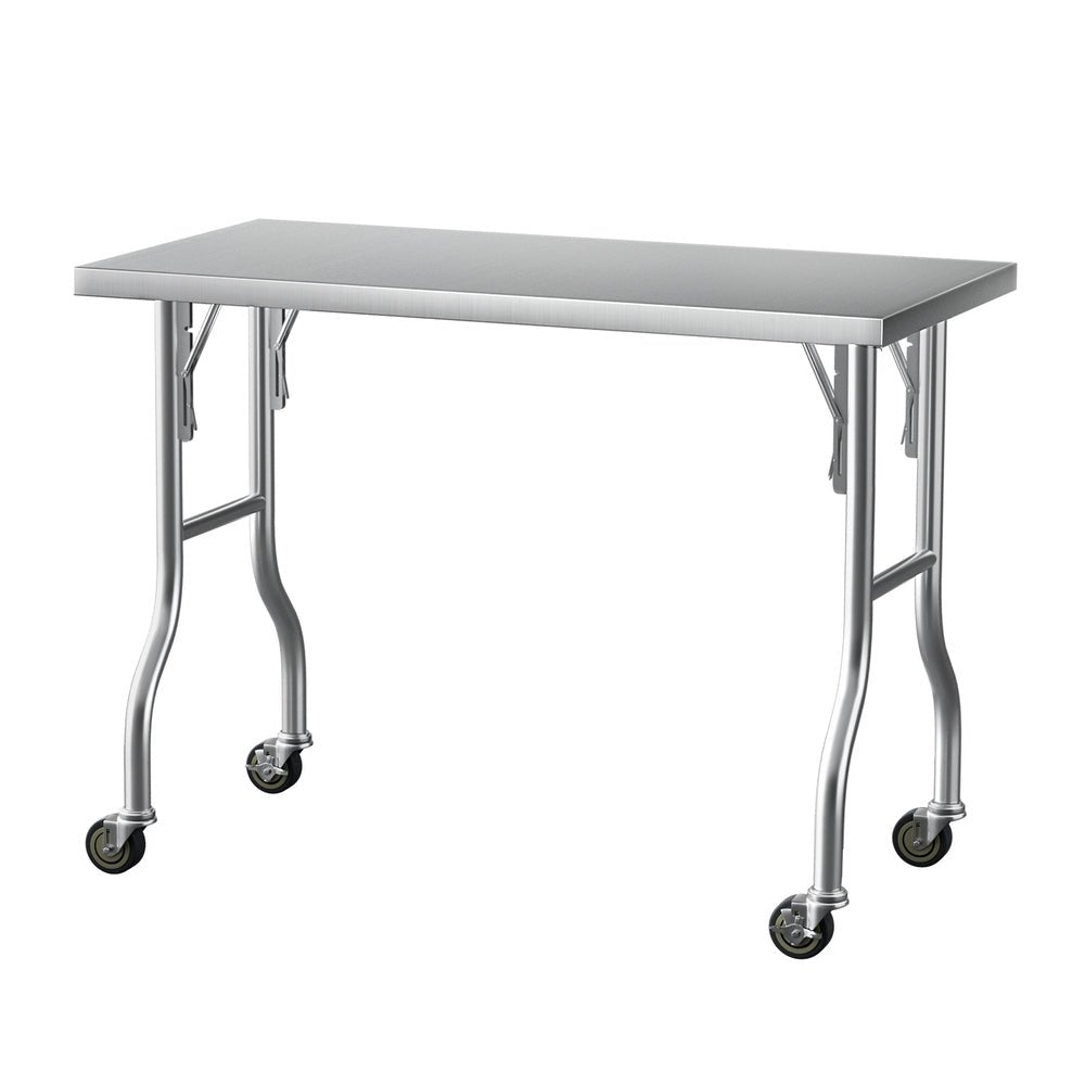 Stainless Steel Kitchen Benches Work Bench Wheels 122X61CM 430 - Furniture > Dining - Rivercity House & Home Co. (ABN 18 642 972 209) - Affordable Modern Furniture Australia