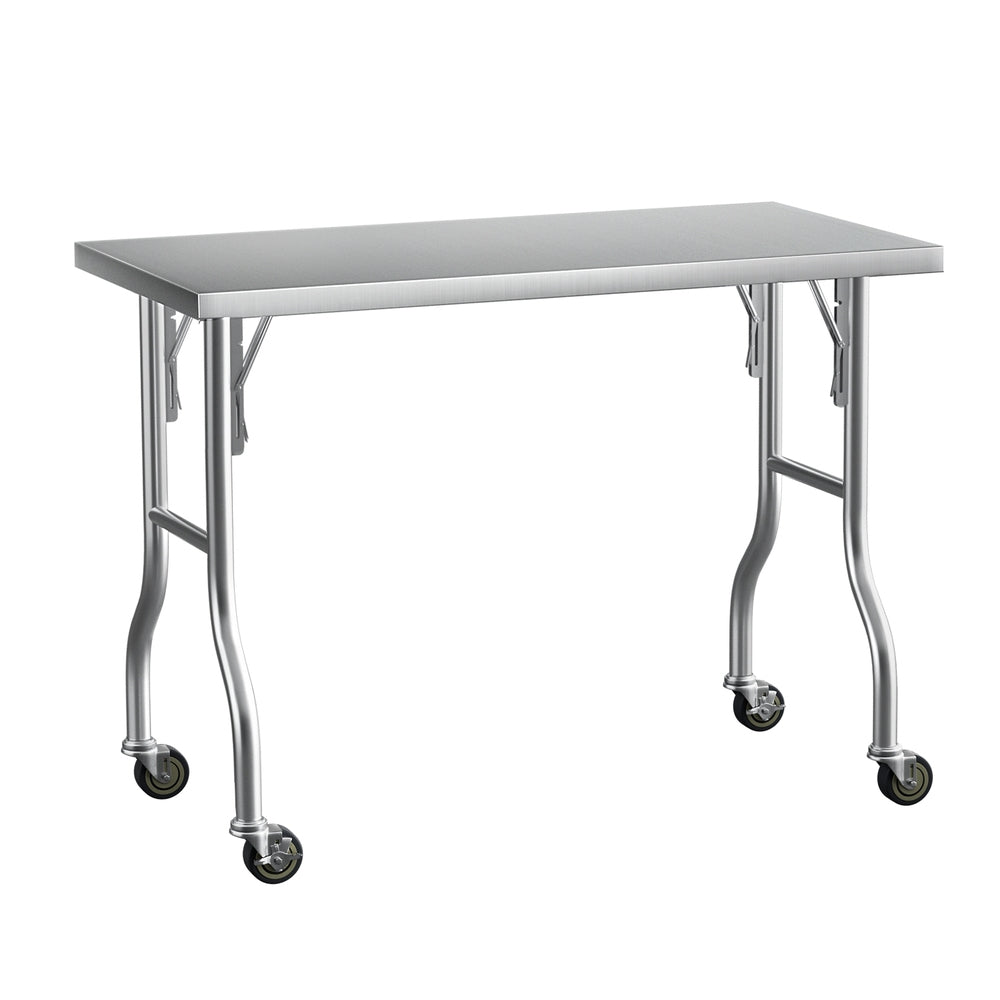 Stainless Steel Kitchen Benches Work Bench Wheels 122X61CM 430 - Furniture > Dining - Rivercity House & Home Co. (ABN 18 642 972 209) - Affordable Modern Furniture Australia
