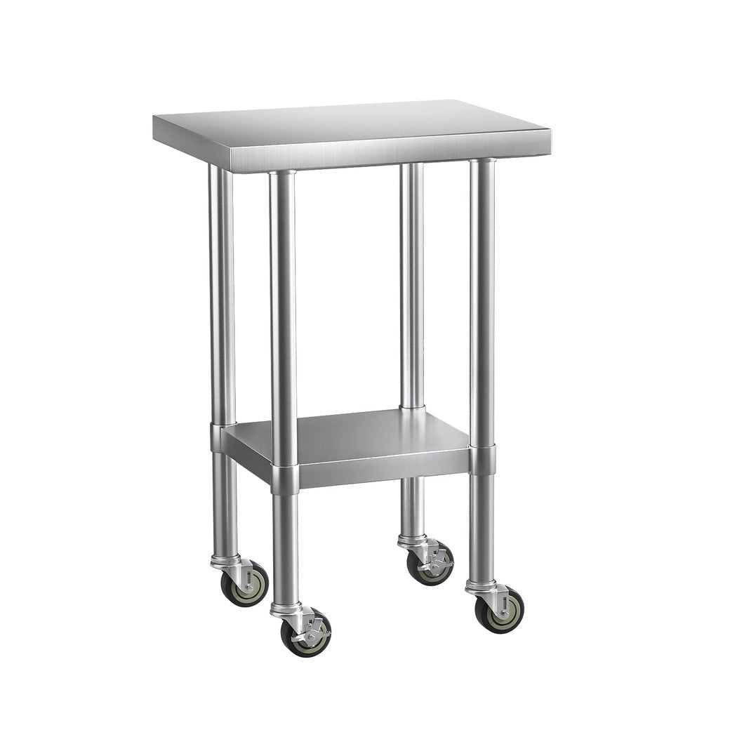 Stainless Steel Kitchen Benches Work Bench Wheels 61X46CM 430 - Furniture > Dining - Rivercity House & Home Co. (ABN 18 642 972 209) - Affordable Modern Furniture Australia