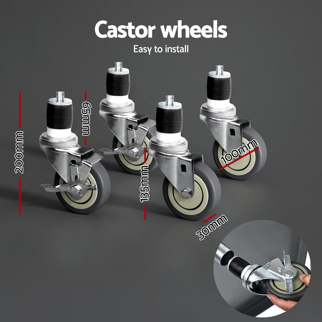 Stainless Steel Kitchen Benches Work Bench Wheels 61X46CM 430 - Furniture > Dining - Rivercity House & Home Co. (ABN 18 642 972 209) - Affordable Modern Furniture Australia