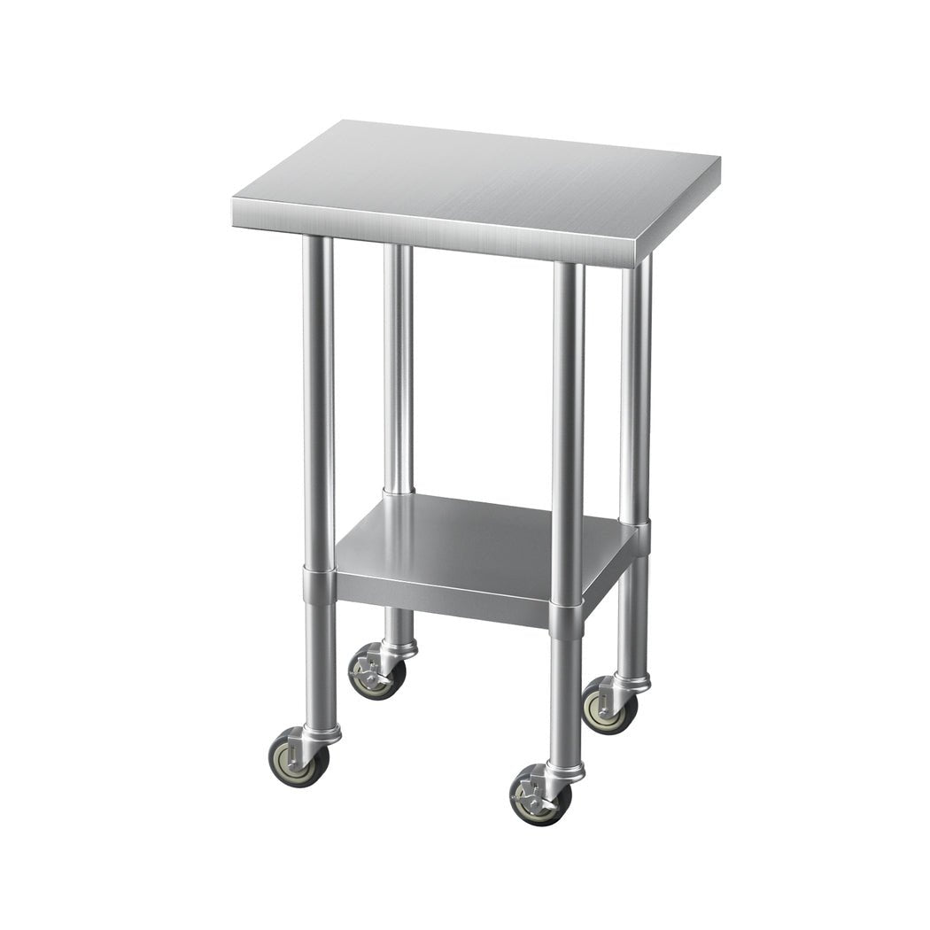 Stainless Steel Kitchen Benches Work Bench Wheels 61X46CM 430 - Furniture > Dining - Rivercity House & Home Co. (ABN 18 642 972 209) - Affordable Modern Furniture Australia