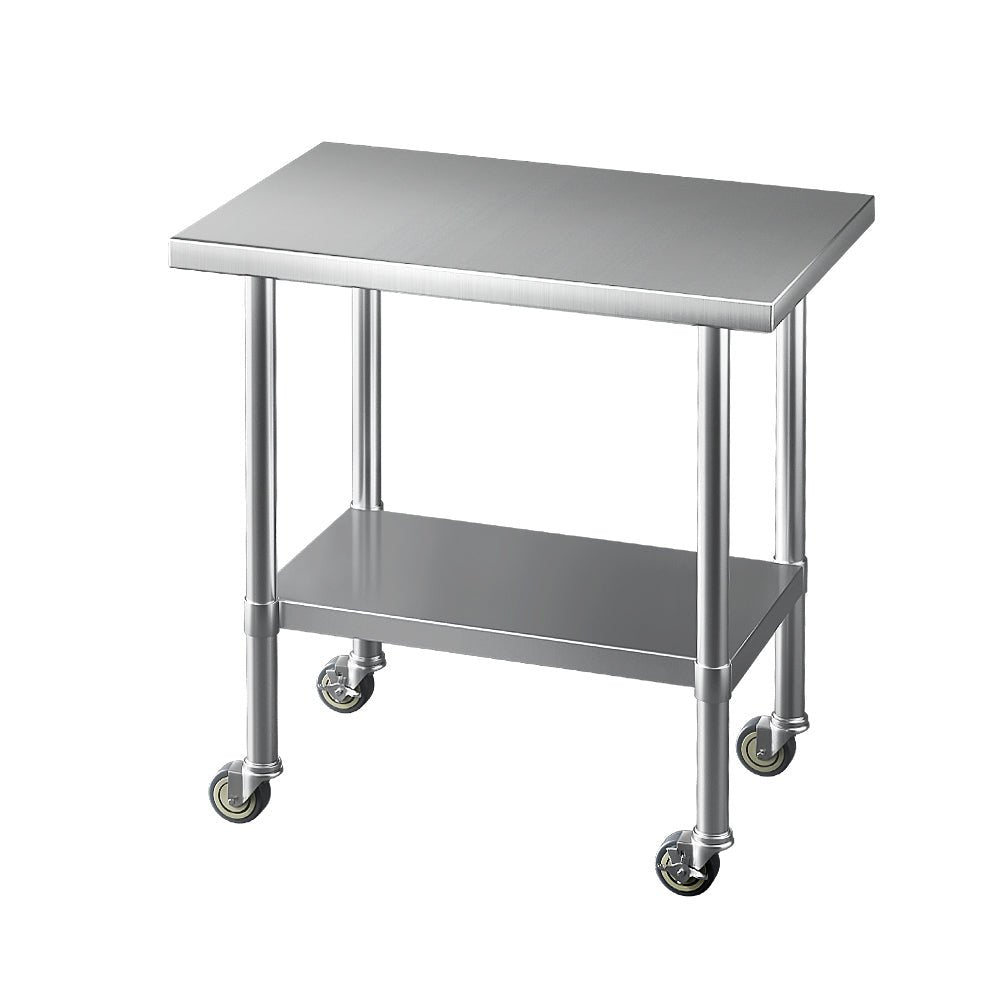 Stainless Steel Kitchen Benches Work Bench Wheels 91X61CM 430 - Furniture > Dining - Rivercity House & Home Co. (ABN 18 642 972 209) - Affordable Modern Furniture Australia