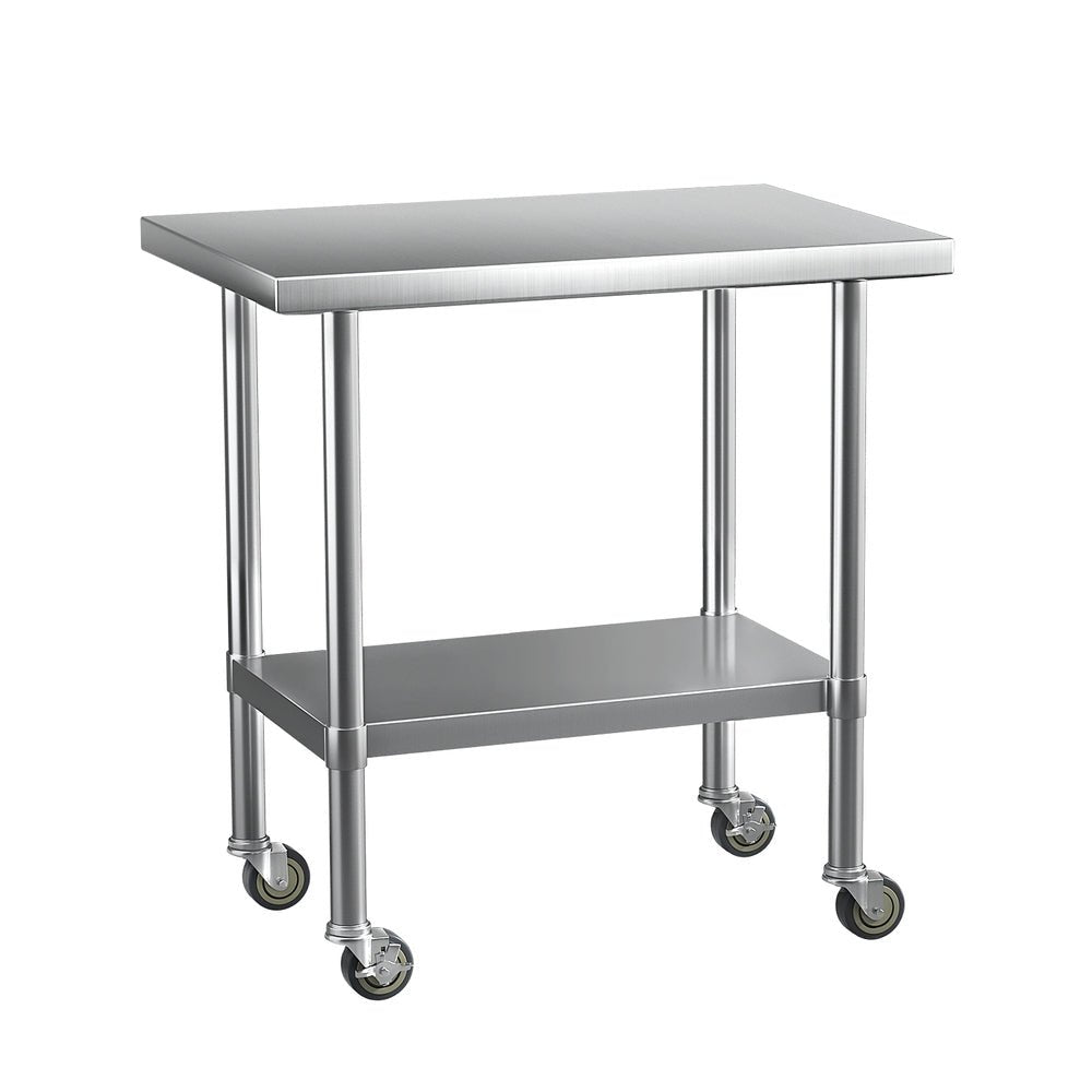 Stainless Steel Kitchen Benches Work Bench Wheels 91X61CM 430 - Furniture > Dining - Rivercity House & Home Co. (ABN 18 642 972 209) - Affordable Modern Furniture Australia