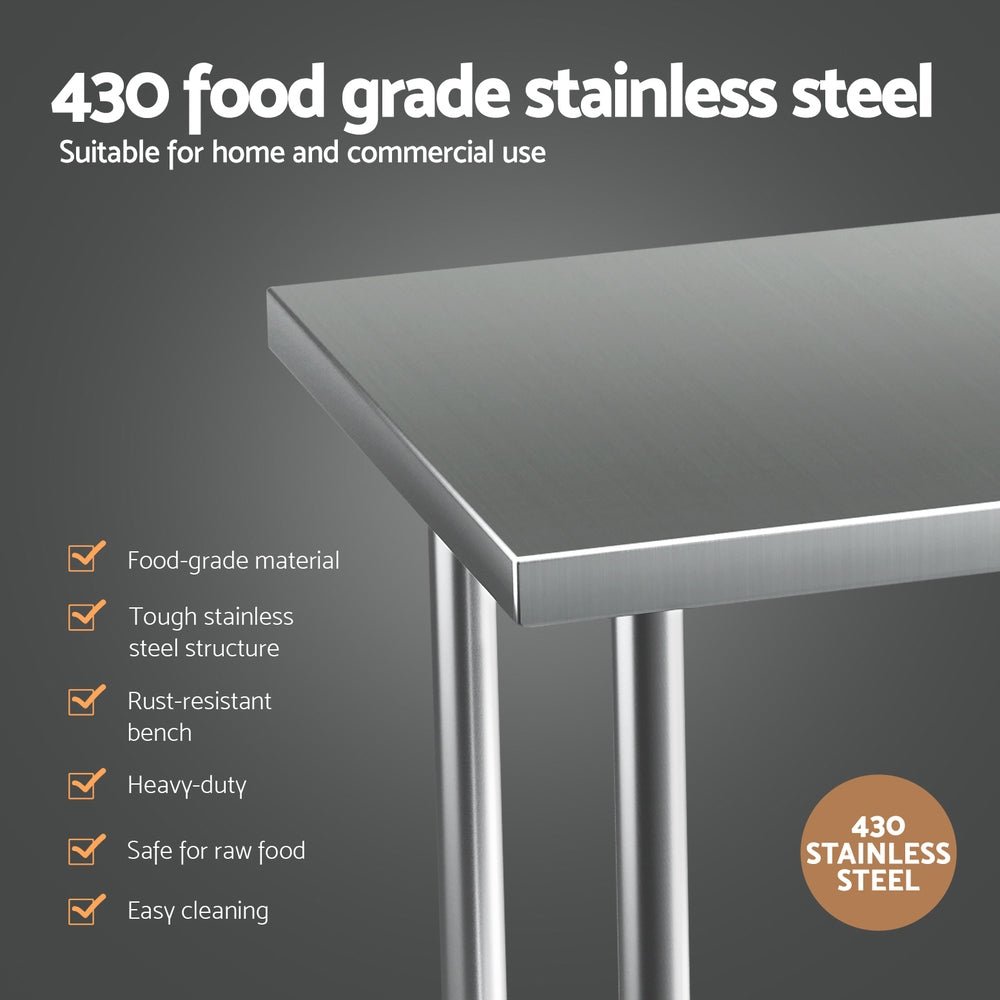 Stainless Steel Kitchen Benches Work Bench Wheels 91X61CM 430 - Furniture > Dining - Rivercity House & Home Co. (ABN 18 642 972 209) - Affordable Modern Furniture Australia