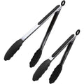 Stainless Steel Kitchen Tongs Set with Silicone Tips, Locking Non-Stick Cooking Tongs 23 cm & 30 cm