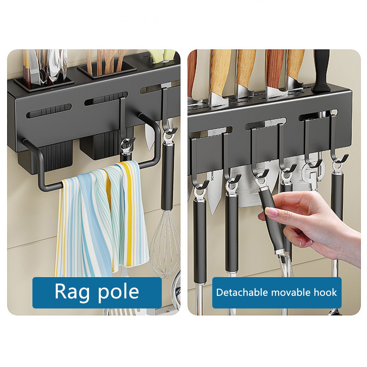 Stainless Steel Kitchen Utensil Storage Rack Organiser Knife Pan Holder Shelves - Furniture > Dining > Kitchen & Dining Trolleys - Rivercity House & Home Co. (ABN 18 642 972 209) - Affordable Modern Furniture Australia