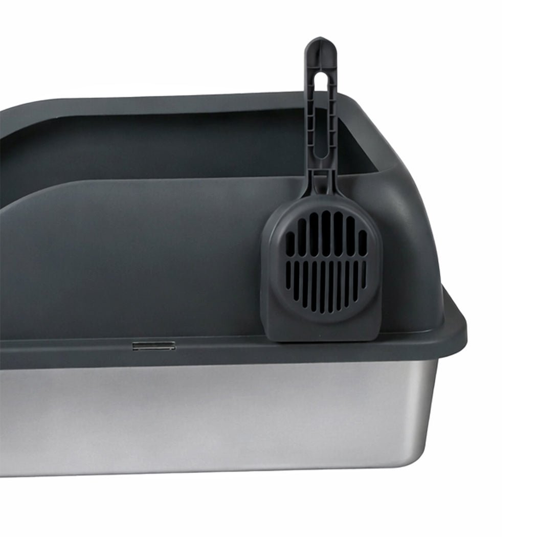 Stainless Steel Large Cat Litter Box with High Sides and Easy Clean Design - Grey - Rivercity House & Home Co. (ABN 18 642 972 209) - Affordable Modern Furniture Australia