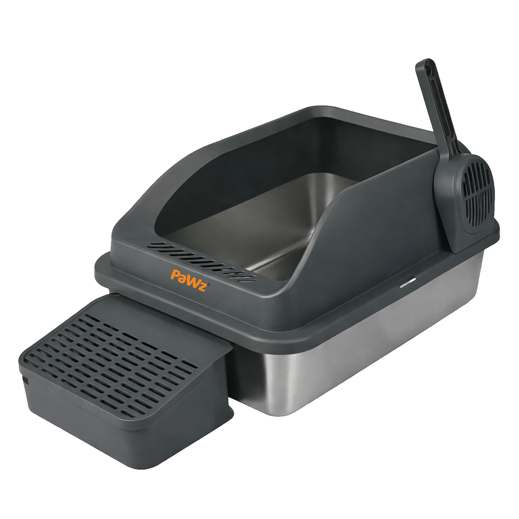 Stainless Steel Large Cat Litter Box with High Sides and Easy Clean Design - Grey - Rivercity House & Home Co. (ABN 18 642 972 209) - Affordable Modern Furniture Australia