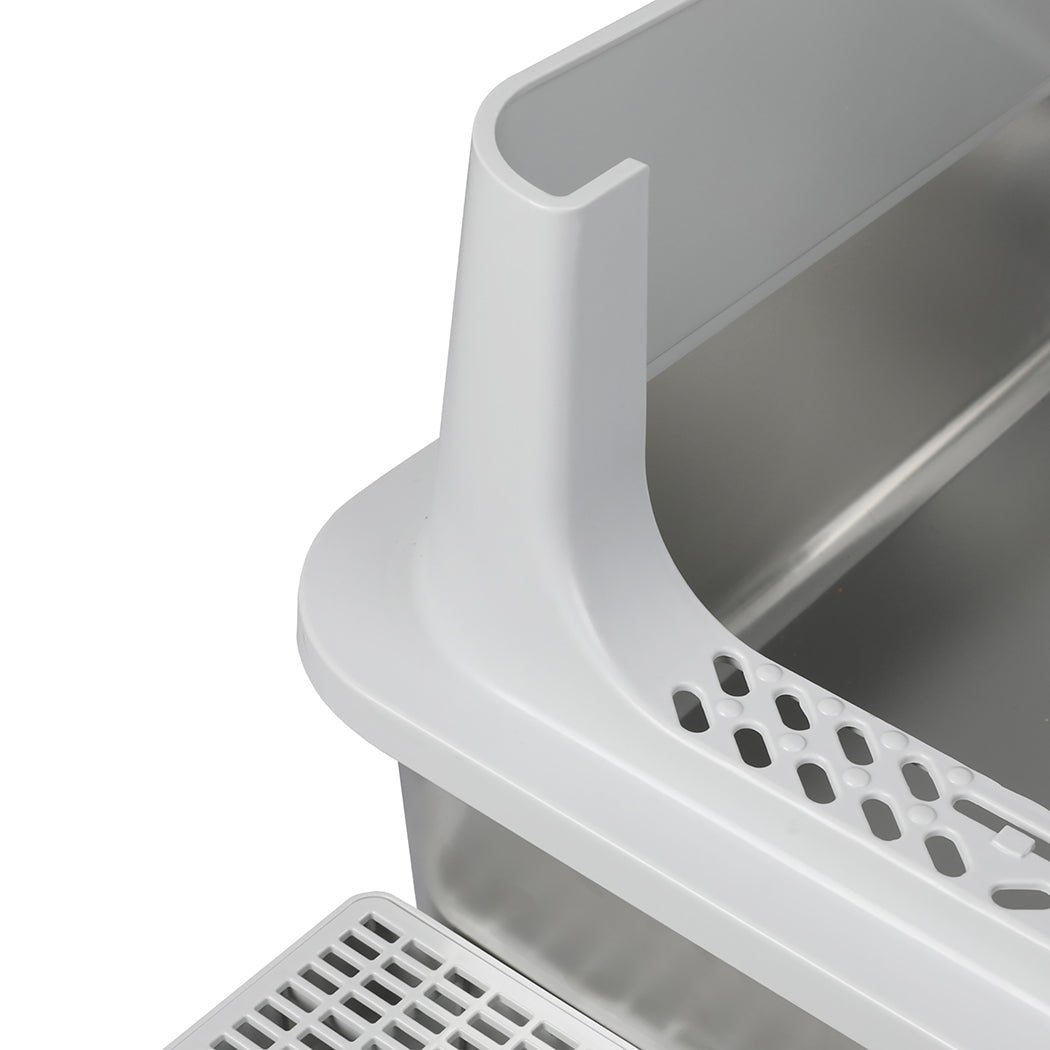 Stainless Steel Large Enclosed Hooded Cat Litter Box 60L - Grey - Rivercity House & Home Co. (ABN 18 642 972 209) - Affordable Modern Furniture Australia