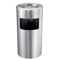 Dolphy 10L Stainless Steel Lobby Bin with Ashtray Round Open Top - Silver