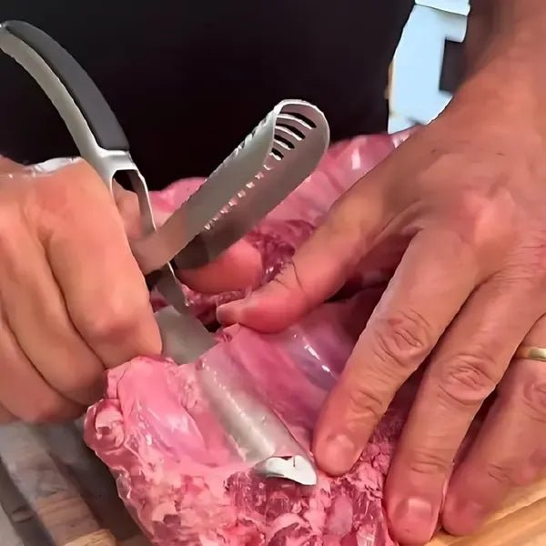 Stainless Steel Rib Membrane Remover Tool with Curved Blade and Non-Slip Handle - Silver - Home & Garden > BBQ > BBQ Tools - Rivercity House & Home Co. (ABN 18 642 972 209) - Affordable Modern Furniture Australia