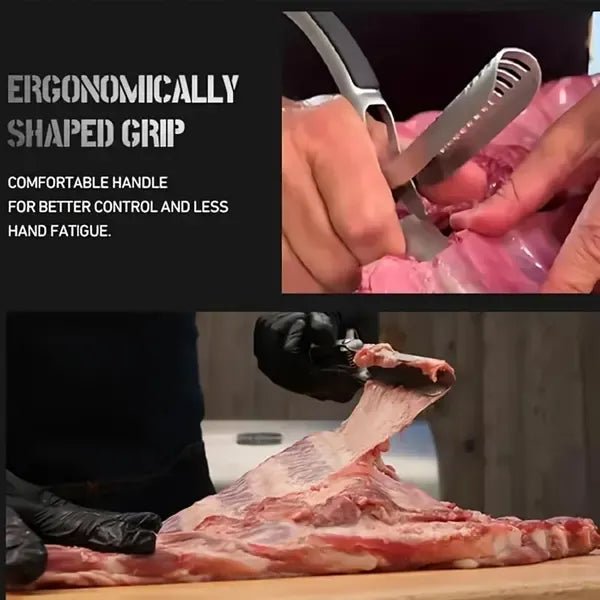 Stainless Steel Rib Membrane Remover Tool with Curved Blade and Non-Slip Handle - Silver - Home & Garden > BBQ > BBQ Tools - Rivercity House & Home Co. (ABN 18 642 972 209) - Affordable Modern Furniture Australia