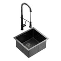 Stainless Steel Sink 51x45CM With Pull Out Mixer Tap Kitchen Single Bowl Black