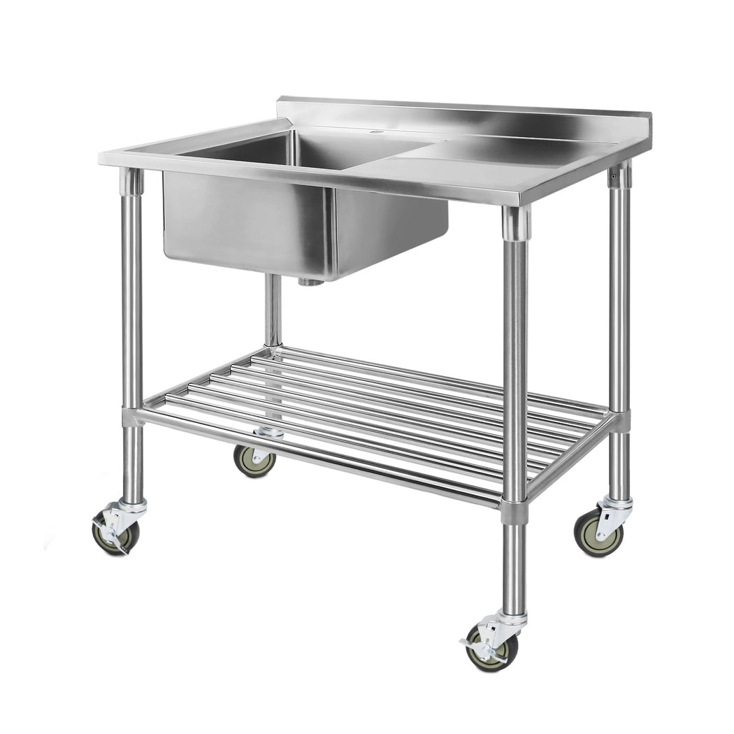 Stainless Steel Sink Bench Kitchen Work Benches Bowl Wheels 304 - Furniture > Dining - Rivercity House & Home Co. (ABN 18 642 972 209) - Affordable Modern Furniture Australia