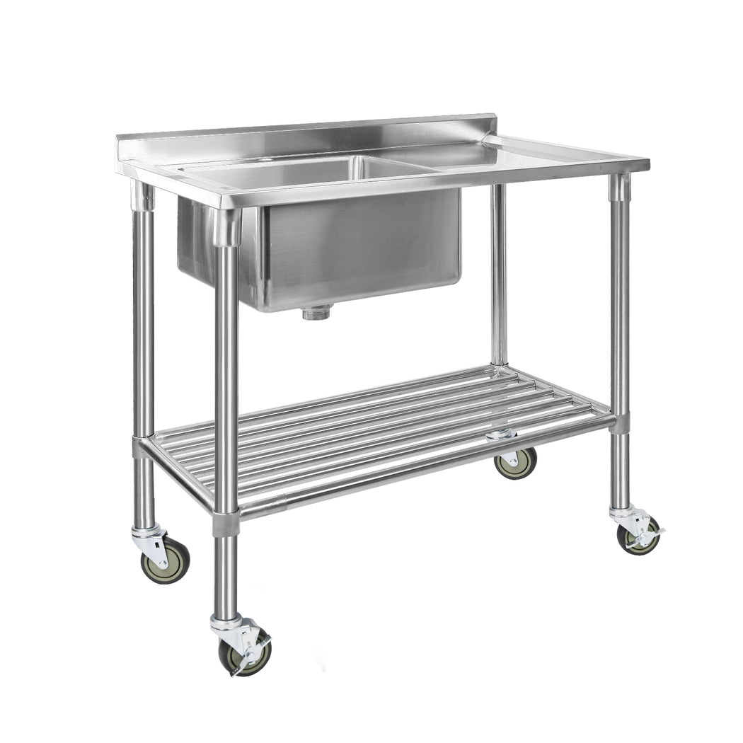 Stainless Steel Sink Bench Kitchen Work Benches Bowl Wheels 304 - Furniture > Dining - Rivercity House & Home Co. (ABN 18 642 972 209) - Affordable Modern Furniture Australia